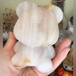 White and Tan Bear-Shaped Crystal Figurine